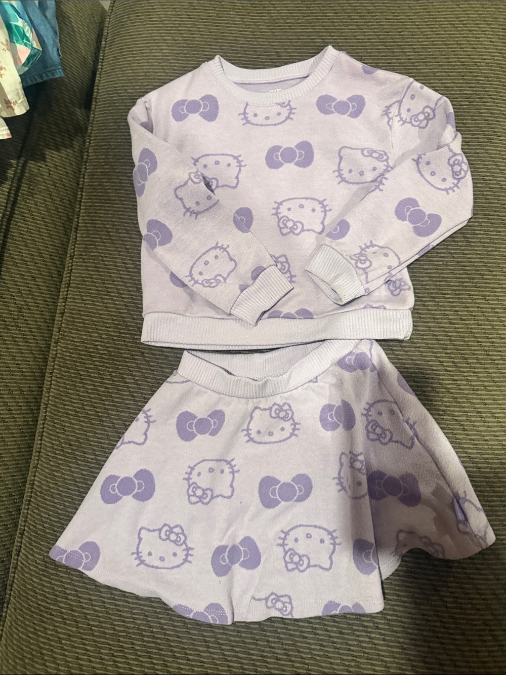 Hello Kitty Lavender/Purple Kids Matching Set - Sweater & Skirt